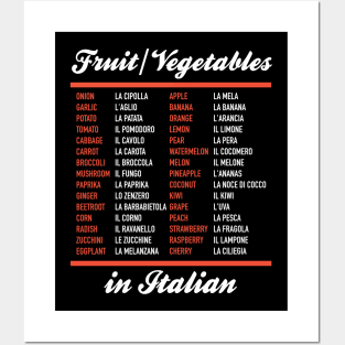 Fruit and Vegetables In Italian - Italian Language Cheatsheet Posters and Art